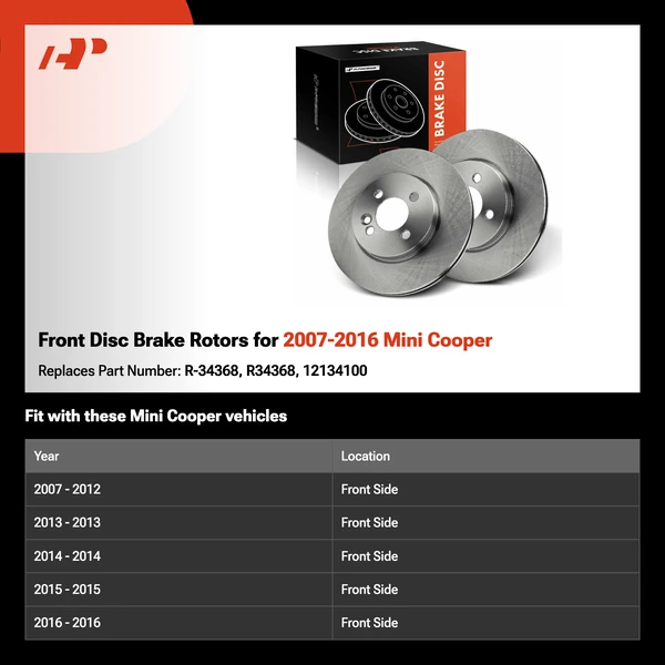 Front Disc Brake Rotors for 2007-2016 Mini Cooper