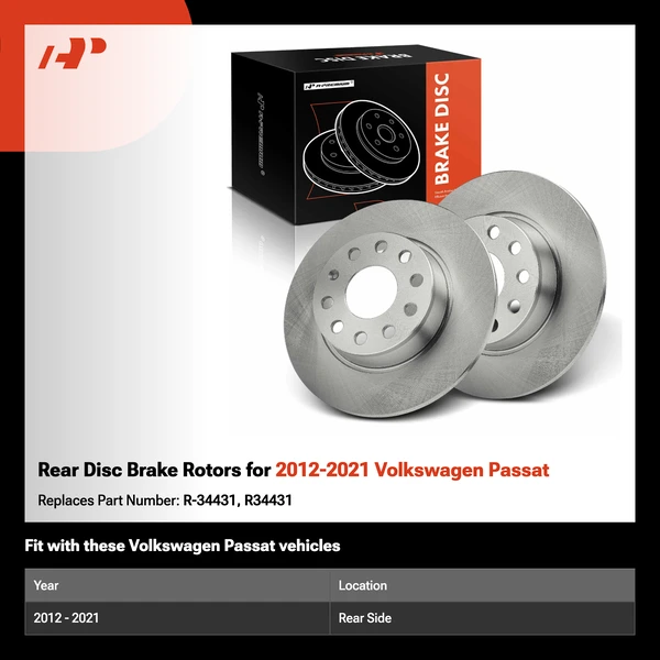 Rear Disc Brake Rotors for 2012-2021 Volkswagen Passat