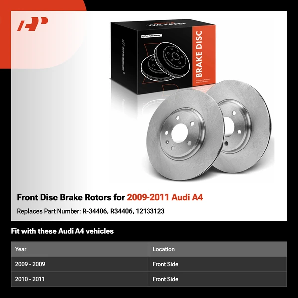 Front Disc Brake Rotors for 2009-2011 Audi A4