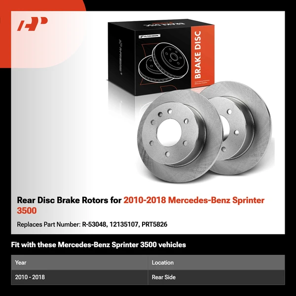 Rear Disc Brake Rotors for 2010-2018 Mercedes-Benz Sprinter 3500