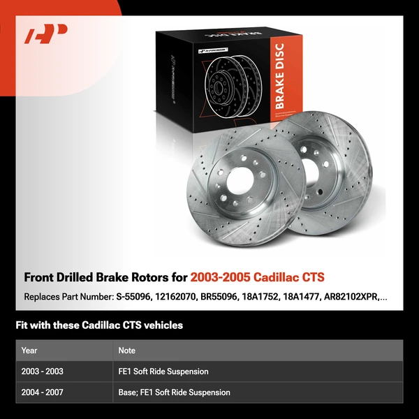 Front Drilled Brake Rotors for 2003-2005 Cadillac CTS