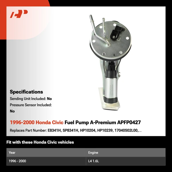 1996-2000 Honda Civic Fuel Pump A-Premium APFP0427