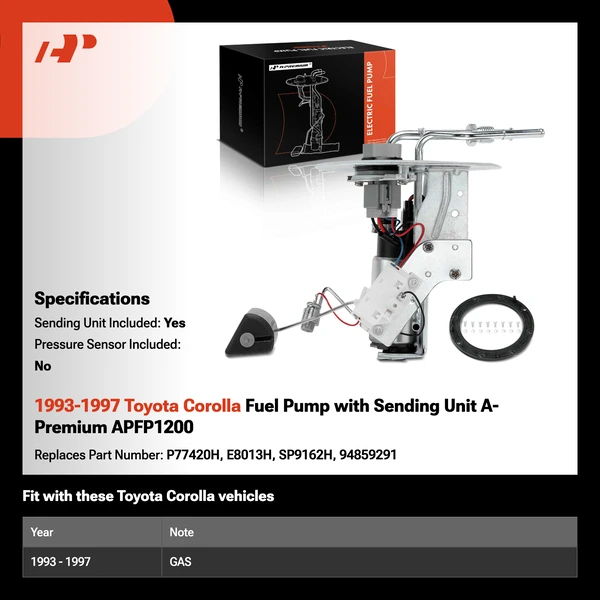 1993-1997 Toyota Corolla Fuel Pump with Sending Unit A-Premium APFP1200