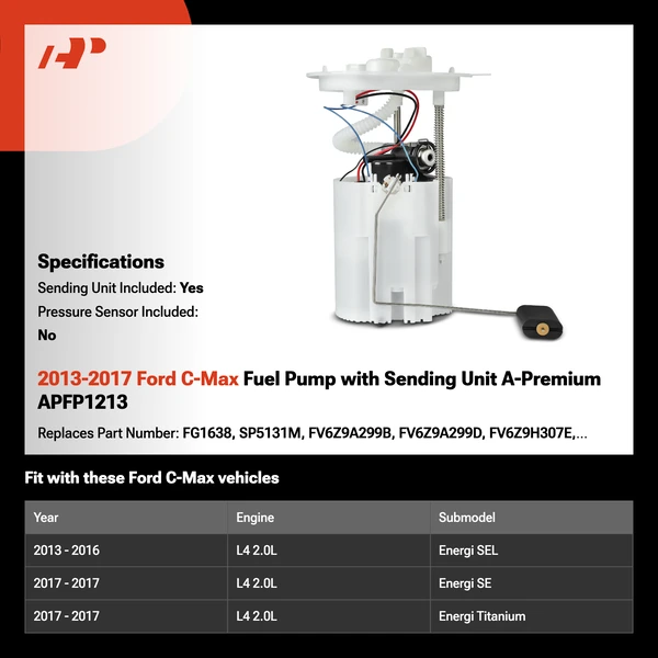 2013-2017 Ford C-Max Fuel Pump with Sending Unit A-Premium APFP1213