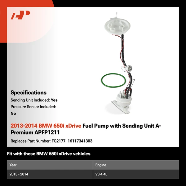 2013-2014 BMW 650i xDrive Fuel Pump with Sending Unit A-Premium APFP1211