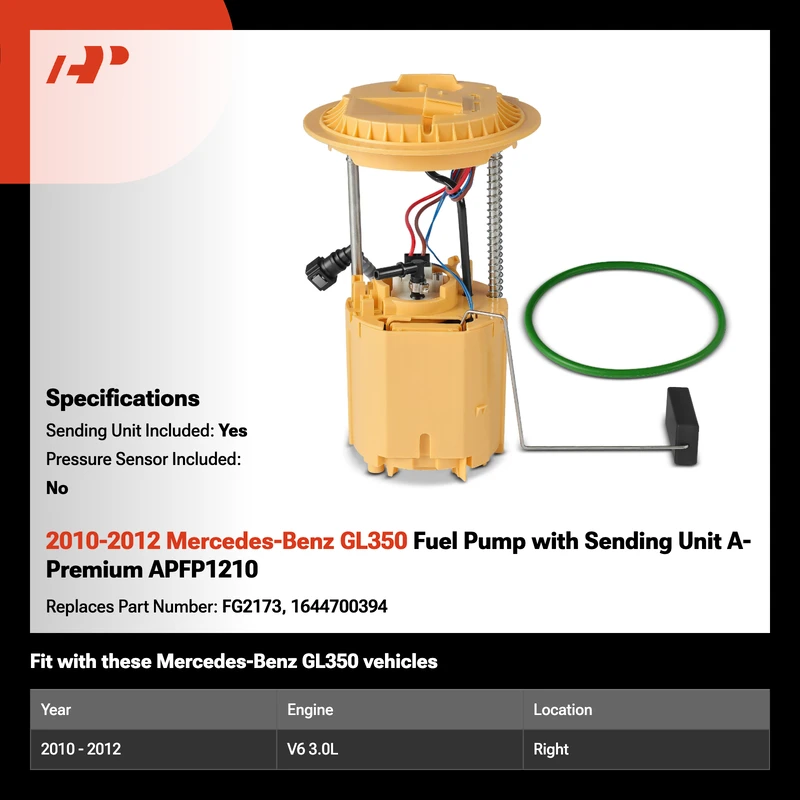 2010-2012 Mercedes-Benz GL350 Fuel Pump with Sending Unit A-Premium APFP1210