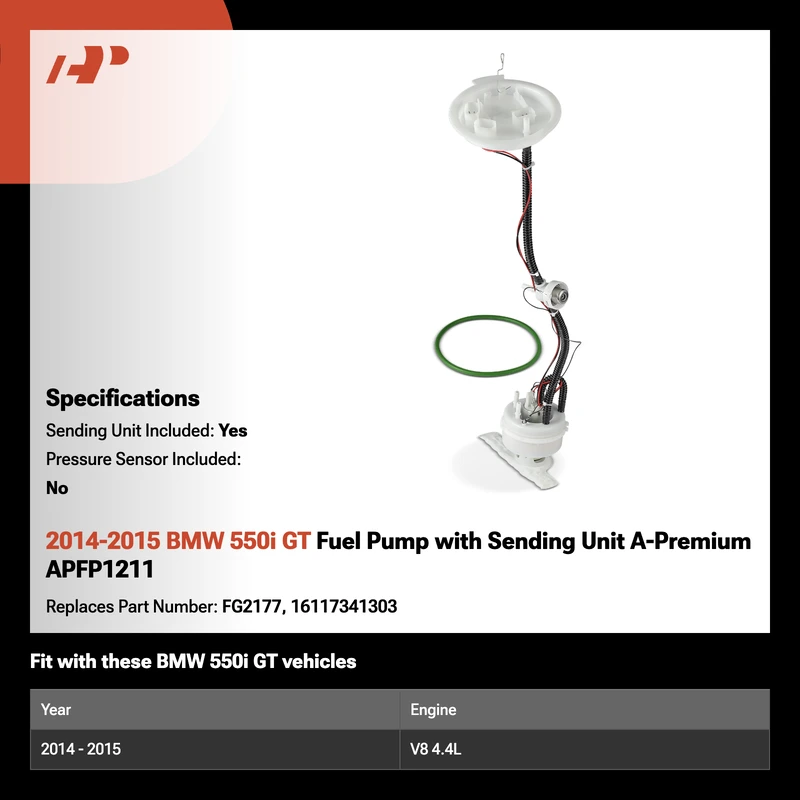 2014-2015 BMW 550i GT Fuel Pump with Sending Unit A-Premium APFP1211