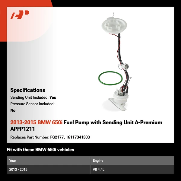 2013-2015 BMW 650i Fuel Pump with Sending Unit A-Premium APFP1211