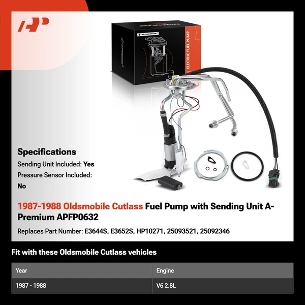 1987-1988 Oldsmobile Cutlass Fuel Pump with Sending Unit A-Premium APFP0632
