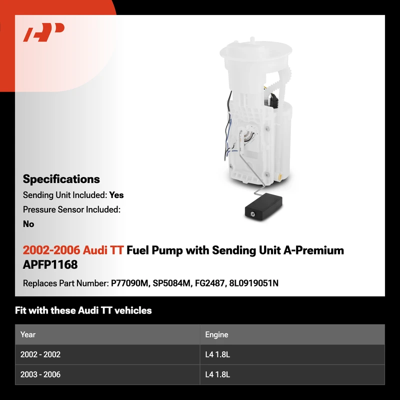 2002-2006 Audi TT Fuel Pump with Sending Unit A-Premium APFP1168