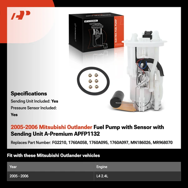 2005-2006 Mitsubishi Outlander Fuel Pump with Sensor with Sending Unit A-Premium APFP1132