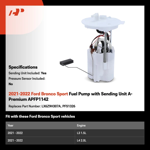2021-2022 Ford Bronco Sport Fuel Pump with Sending Unit A-Premium APFP1142