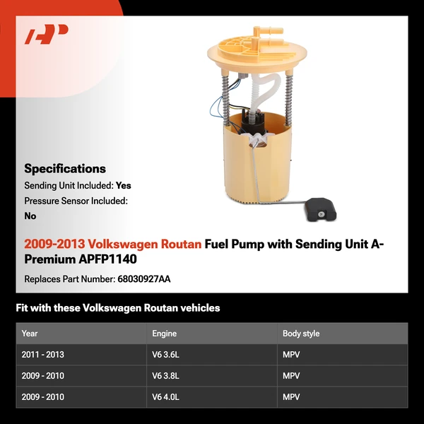 2009-2013 Volkswagen Routan Fuel Pump with Sending Unit A-Premium APFP1140