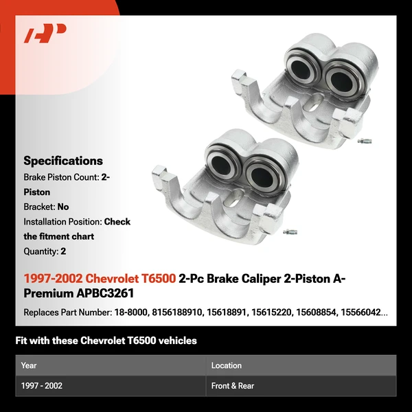 1997-2002 Chevrolet T6500 2-Pc Brake Caliper 2-Piston A-Premium APBC3261
