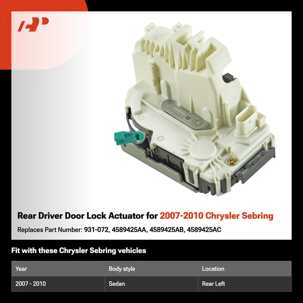 Rear Driver Door Lock Actuator for 2007-2010 Chrysler Sebring