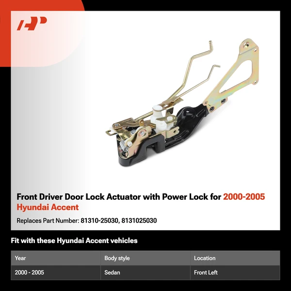 Front Driver Door Lock Actuator with Power Lock for 2000-2005 Hyundai Accent