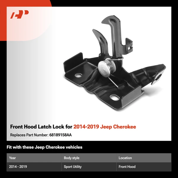Front Hood Latch Lock for 2014-2019 Jeep Cherokee
