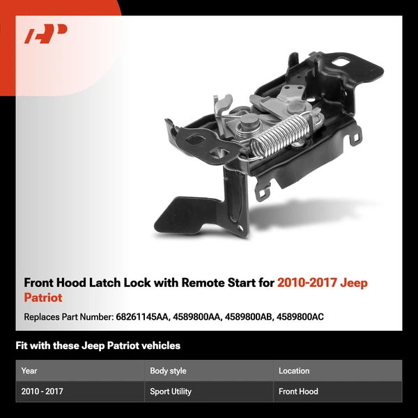 Front Hood Latch Lock with Remote Start for 2010-2017 Jeep Patriot