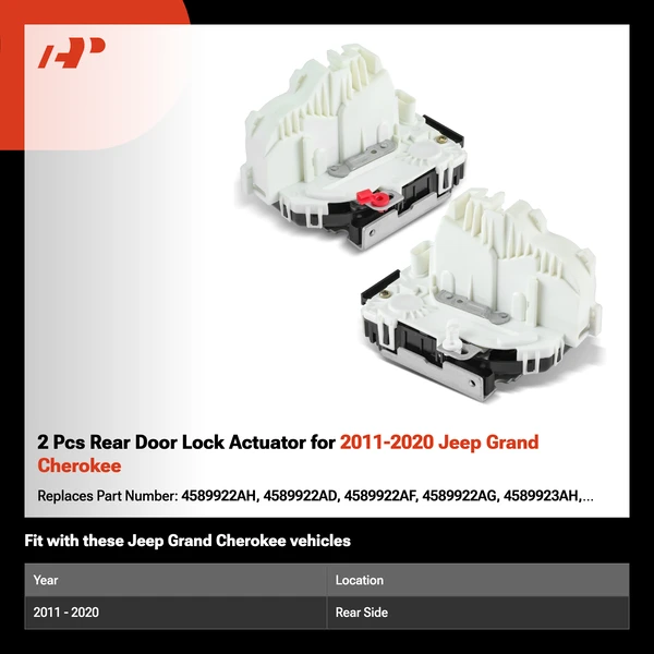 2 Pcs Rear Door Lock Actuator for 2011-2020 Jeep Grand Cherokee