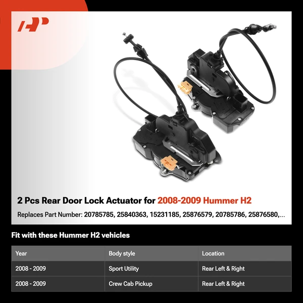2 Pcs Rear Door Lock Actuator for 2008-2009 Hummer H2