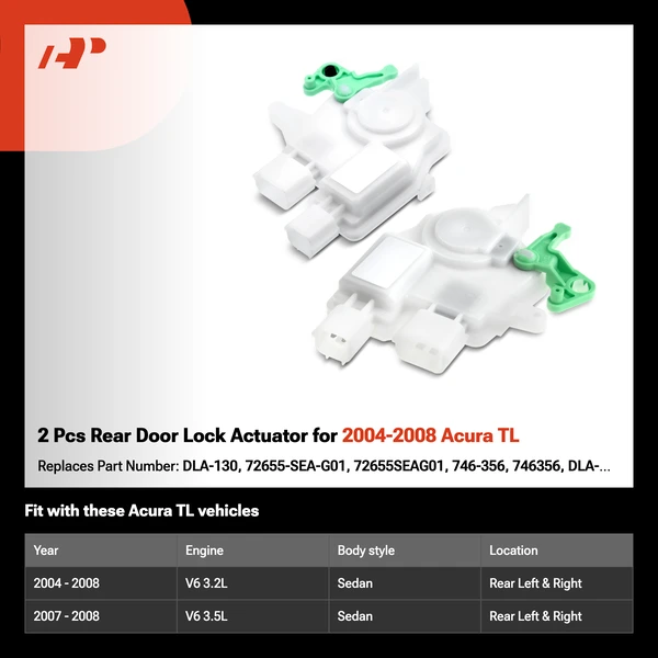 2 Pcs Rear Door Lock Actuator for 2004-2008 Acura TL