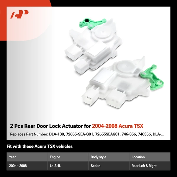 2 Pcs Rear Door Lock Actuator for 2004-2008 Acura TSX