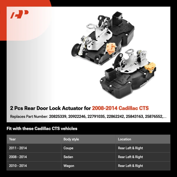 2 Pcs Rear Door Lock Actuator for 2008-2014 Cadillac CTS