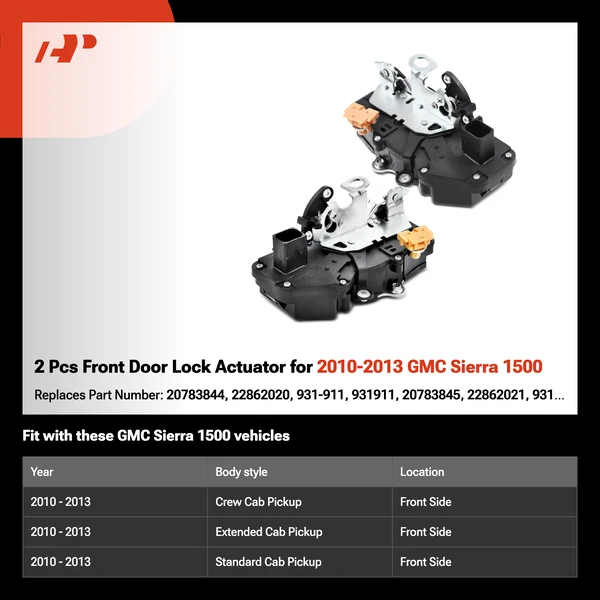 2 Pcs Front Door Lock Actuator for 2010-2013 GMC Sierra 1500