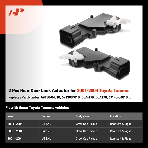 2 Pcs Rear Door Lock Actuator for 2001-2004 Toyota Tacoma