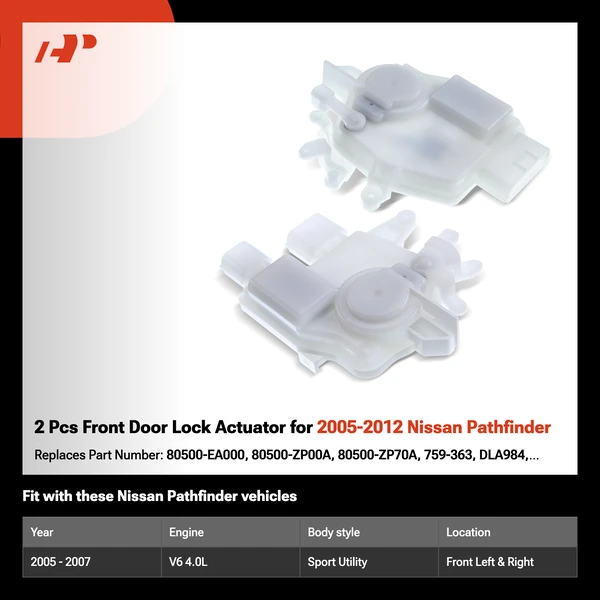 2 Pcs Front Door Lock Actuator for 2005-2012 Nissan Pathfinder