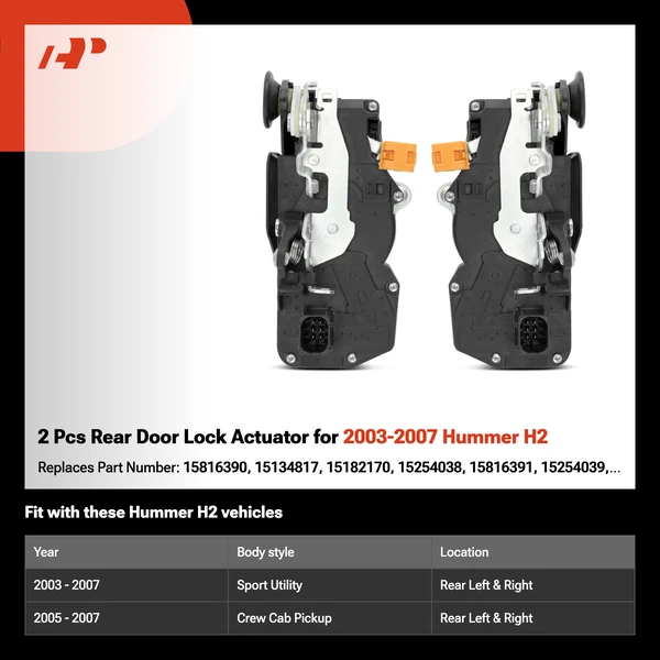 2 Pcs Rear Door Lock Actuator for 2003-2007 Hummer H2