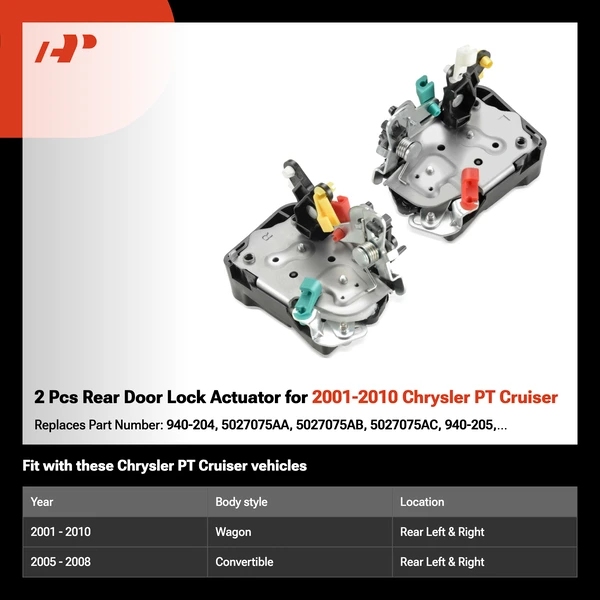 2 Pcs Rear Door Lock Actuator for 2001-2010 Chrysler PT Cruiser