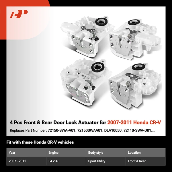 4 Pcs Front & Rear Door Lock Actuator for 2007-2011 Honda CR-V