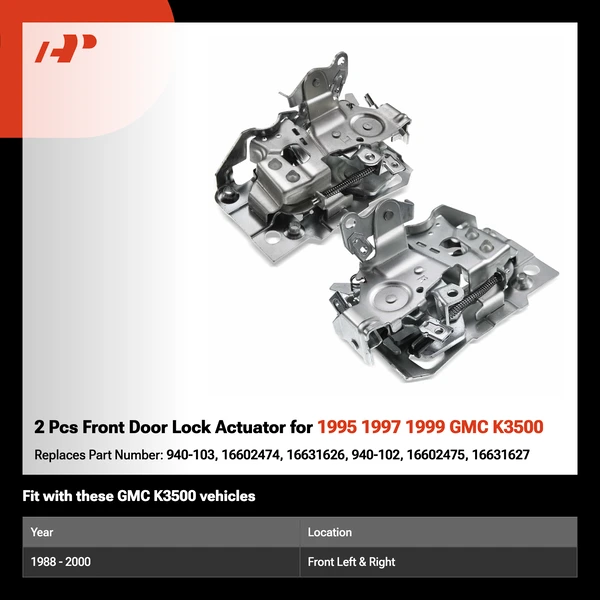 2 Pcs Front Door Lock Actuator for 1995 1997 1999 GMC K3500