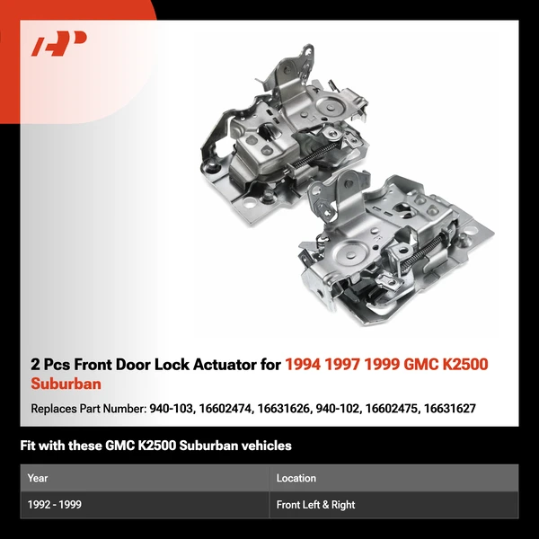 2 Pcs Front Door Lock Actuator for 1994 1997 1999 GMC K2500 Suburban