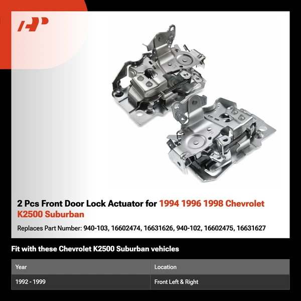 2 Pcs Front Door Lock Actuator for 1994 1996 1998 Chevrolet K2500 Suburban