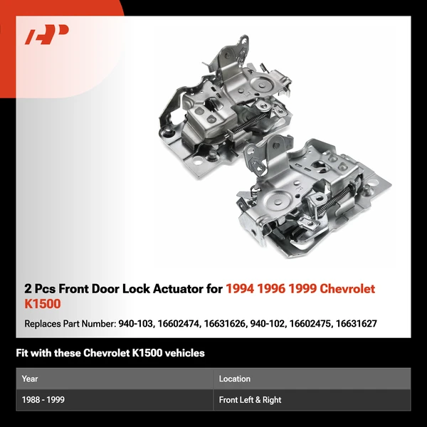 2 Pcs Front Door Lock Actuator for 1994 1996 1999 Chevrolet K1500