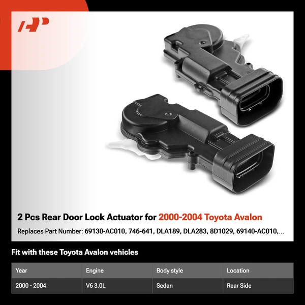 2 Pcs Rear Door Lock Actuator for 2000-2004 Toyota Avalon