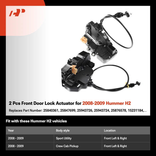 2 Pcs Front Door Lock Actuator for 2008-2009 Hummer H2