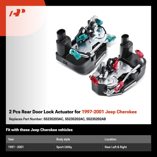 2 Pcs Rear Door Lock Actuator for 1997-2001 Jeep Cherokee