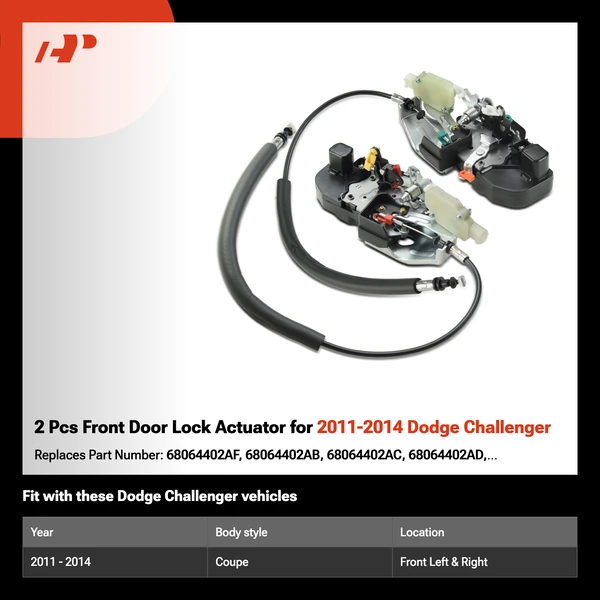 2 Pcs Front Door Lock Actuator for 2011-2014 Dodge Challenger