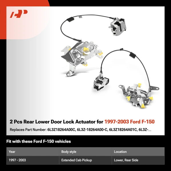 2 Pcs Rear Lower Door Lock Actuator for 1997-2003 Ford F-150