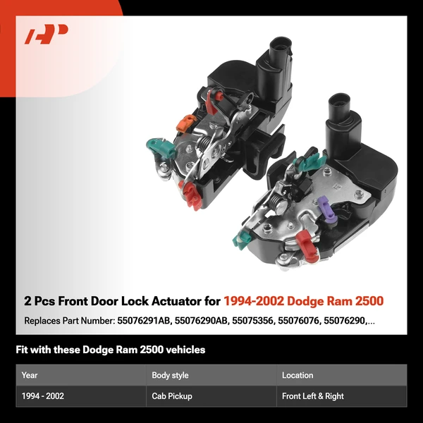 2 Pcs Front Door Lock Actuator for 1994-2002 Dodge Ram 2500