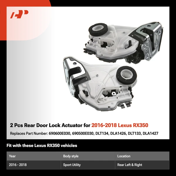 2 Pcs Rear Door Lock Actuator for 2016-2018 Lexus RX350