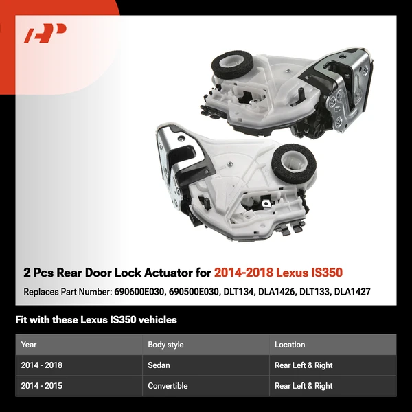 2 Pcs Rear Door Lock Actuator for 2014-2018 Lexus IS350