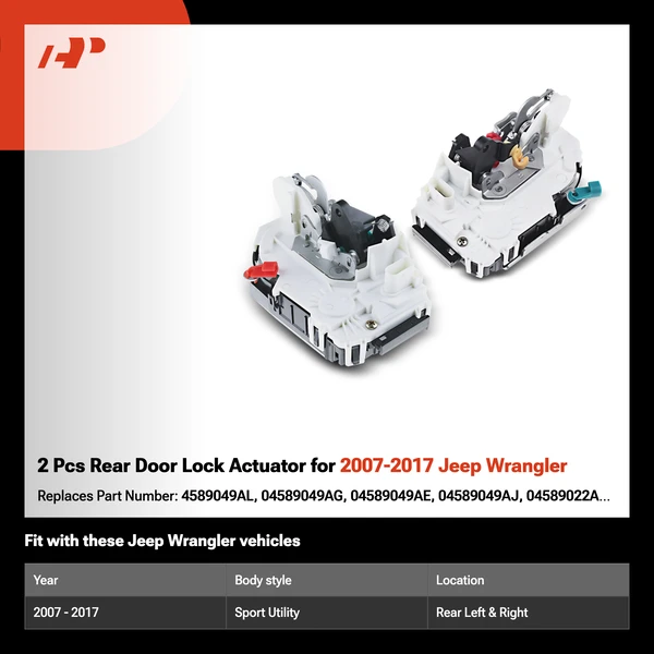 2 Pcs Rear Door Lock Actuator for 2007-2017 Jeep Wrangler