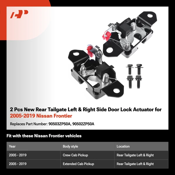2 Pcs New Rear Tailgate Left & Right Side Door Lock Actuator for 2005-2019 Nissan Frontier