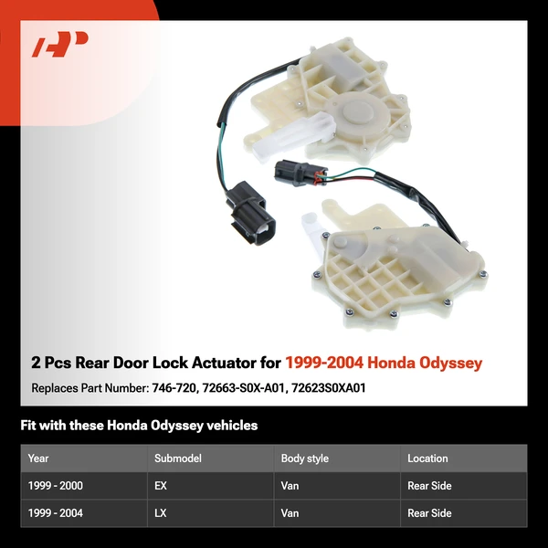 2 Pcs Rear Door Lock Actuator for 1999-2004 Honda Odyssey
