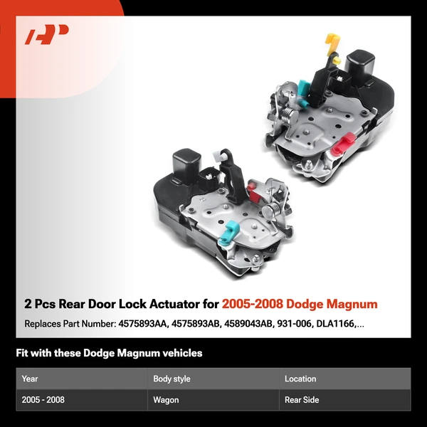 2 Pcs Rear Door Lock Actuator for 2005-2008 Dodge Magnum