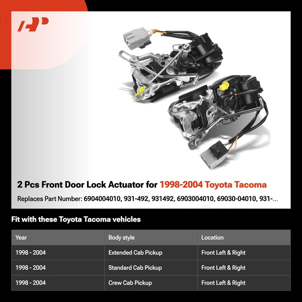 2 Pcs Front Door Lock Actuator for 1998-2004 Toyota Tacoma